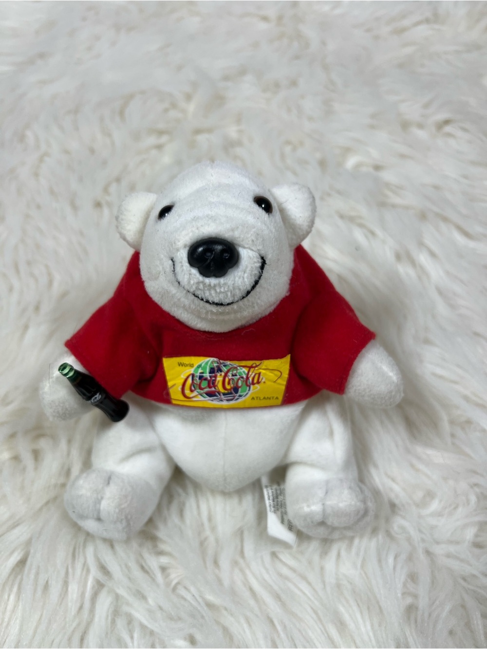 Vintage 1996 Coca-Cola Polar Bear Plush World of Coca-Cola Atlanta 7”